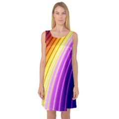 Sporty Stripes Swoosh Purple Gold Red Sleeveless Satin Nightdress by SpinnyChairDesigns