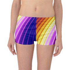 Sporty Stripes Swoosh Purple Gold Red Boyleg Bikini Bottoms by SpinnyChairDesigns