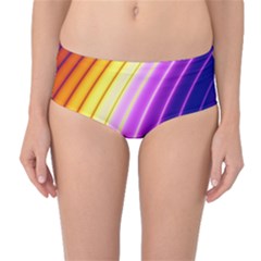 Sporty Stripes Swoosh Purple Gold Red Mid-waist Bikini Bottoms by SpinnyChairDesigns