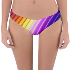 Sporty Stripes Swoosh Purple Gold Red Reversible Hipster Bikini Bottoms by SpinnyChairDesigns