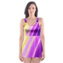 Sporty Stripes Swoosh Purple Gold Red Skater Dress Swimsuit View1