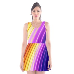 Sporty Stripes Swoosh Purple Gold Red Scoop Neck Skater Dress by SpinnyChairDesigns