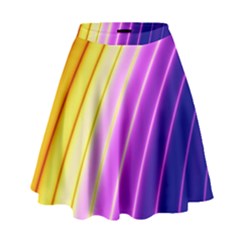 Sporty Stripes Swoosh Purple Gold Red High Waist Skirt by SpinnyChairDesigns