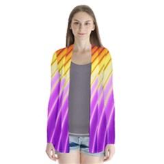 Sporty Stripes Swoosh Purple Gold Red Drape Collar Cardigan by SpinnyChairDesigns