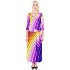 Sporty Stripes Swoosh Purple Gold Red Quarter Sleeve Wrap Maxi Dress by SpinnyChairDesigns