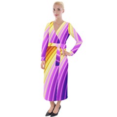 Sporty Stripes Swoosh Purple Gold Red Velvet Maxi Wrap Dress by SpinnyChairDesigns