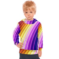 Sporty Stripes Swoosh Purple Gold Red Kids  Hooded Pullover by SpinnyChairDesigns