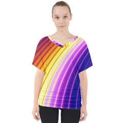 Sporty Stripes Swoosh Purple Gold Red V-neck Dolman Drape Top by SpinnyChairDesigns