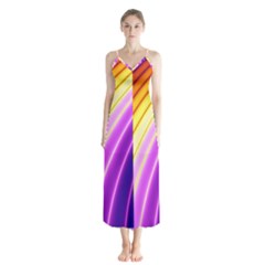 Sporty Stripes Swoosh Purple Gold Red Button Up Chiffon Maxi Dress by SpinnyChairDesigns