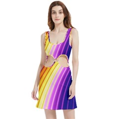 Sporty Stripes Swoosh Purple Gold Red Velvet Cutout Dress by SpinnyChairDesigns