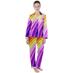 Sporty Stripes Swoosh Purple Gold Red Satin Long Sleeve Pyjamas Set by SpinnyChairDesigns