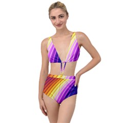 Sporty Stripes Swoosh Purple Gold Red Tied Up Two Piece Swimsuit by SpinnyChairDesigns