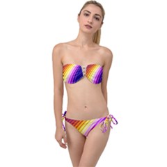 Sporty Stripes Swoosh Purple Gold Red Twist Bandeau Bikini Set by SpinnyChairDesigns