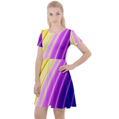 Sporty Stripes Swoosh Purple Gold Red Cap Sleeve Velour Dress  by SpinnyChairDesigns