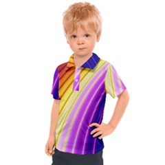 Sporty Stripes Swoosh Purple Gold Red Kids  Polo Tee