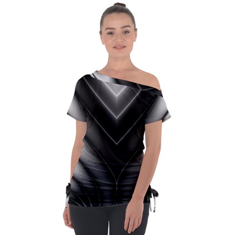 Black And Silver Pattern Tie-up Tee by SpinnyChairDesigns