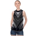 Black and Silver Pattern High Neck Satin Top View1