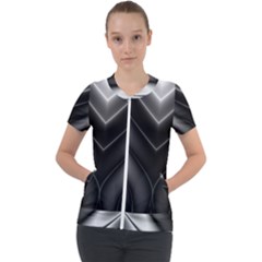 Black And Silver Pattern Short Sleeve Zip Up Jacket by SpinnyChairDesigns