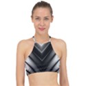 Black and Silver Pattern Racer Front Bikini Top View1