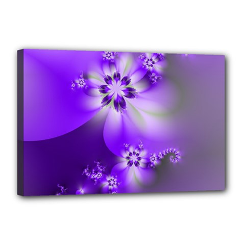 Violet Purple Flower Print Canvas 18  X 12  (stretched) by SpinnyChairDesigns