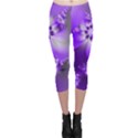 Violet Purple Flower Print Capri Leggings  View1