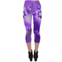 Violet Purple Flower Print Capri Leggings  View2