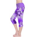 Violet Purple Flower Print Capri Leggings  View3