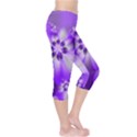 Violet Purple Flower Print Capri Leggings  View4