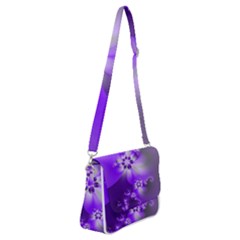 Violet Purple Flower Print Shoulder Bag With Back Zipper by SpinnyChairDesigns