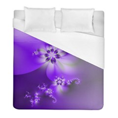 Violet Purple Flower Print Duvet Cover (full/ Double Size) by SpinnyChairDesigns