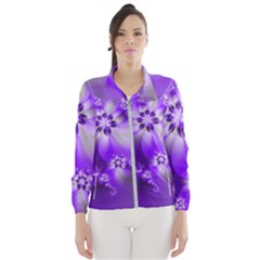 Violet Purple Flower Print Women s Windbreaker by SpinnyChairDesigns