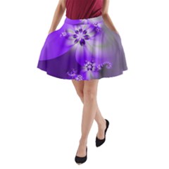 Violet Purple Flower Print A-line Pocket Skirt by SpinnyChairDesigns