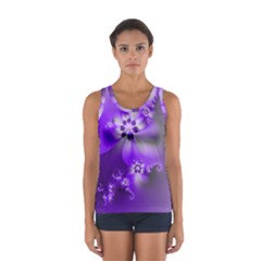 Violet Purple Flower Print Sport Tank Top  by SpinnyChairDesigns