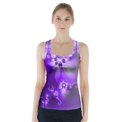 Violet Purple Flower Print Racer Back Sports Top by SpinnyChairDesigns