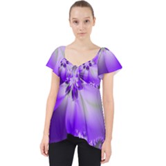 Violet Purple Flower Print Lace Front Dolly Top by SpinnyChairDesigns