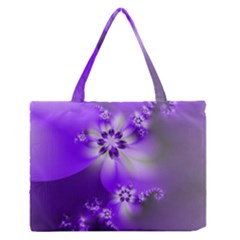 Violet Purple Flower Print Zipper Medium Tote Bag by SpinnyChairDesigns