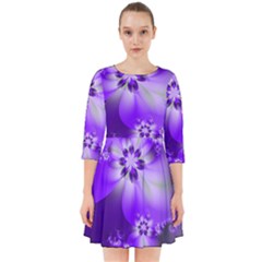 Violet Purple Flower Print Smock Dress by SpinnyChairDesigns