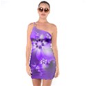 Violet Purple Flower Print One Soulder Bodycon Dress View1