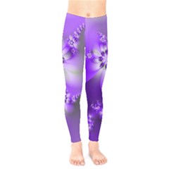 Violet Purple Flower Print Kids  Leggings by SpinnyChairDesigns