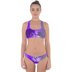 Violet Purple Flower Print Cross Back Hipster Bikini Set by SpinnyChairDesigns