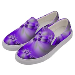 Violet Purple Flower Print Men s Canvas Slip Ons by SpinnyChairDesigns