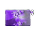 Violet Purple Flower Print Canvas Cosmetic Bag (Medium) View2