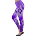 Violet Purple Flower Print Lightweight Velour Leggings View3