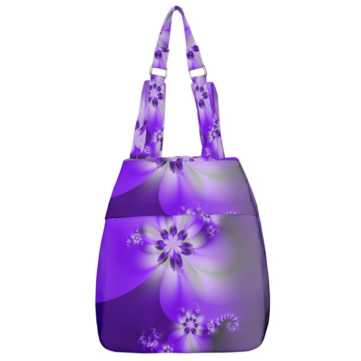 Violet Purple Flower Print Center Zip Backpack