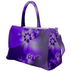 Violet Purple Flower Print Duffel Travel Bag by SpinnyChairDesigns