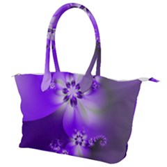 Violet Purple Flower Print Canvas Shoulder Bag by SpinnyChairDesigns