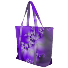 Violet Purple Flower Print Zip Up Canvas Bag by SpinnyChairDesigns