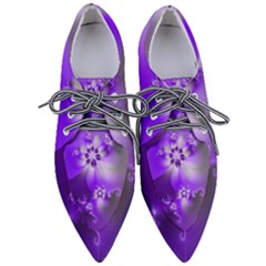 Violet Purple Flower Print Pointed Oxford Shoes by SpinnyChairDesigns