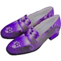 Violet Purple Flower Print Women s Chunky Heel Loafers View2