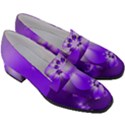 Violet Purple Flower Print Women s Chunky Heel Loafers View3